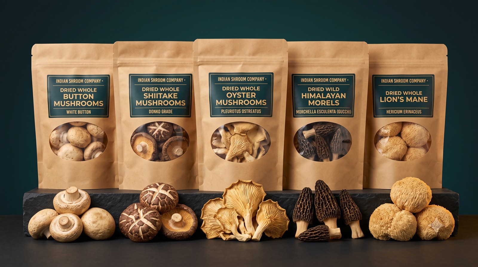 Dehydrated culinary mushroom range — directly sourced from Indian farms