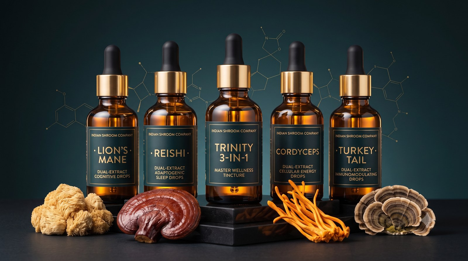 Organic dual-extracted Lion's Mane liquid extracts — nutraceutical range