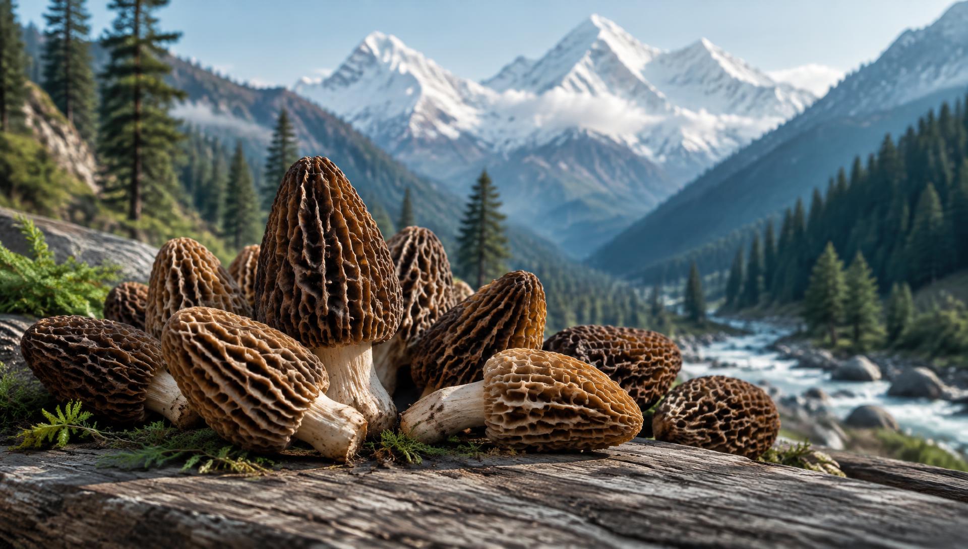 Handpicked morel mushrooms from the snowy Himalayan valleys